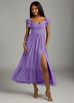 Azazie Anaya Abiti da Damigella Abito A-Line in Chiffon Plissettato Tahiti image1