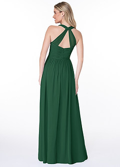 Azazie Jaclyn Bridesmaid Dresses Dark Green A-Line Pleated Chiffon Dress image2