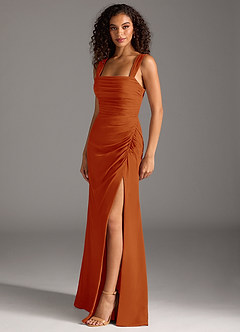 Azazie Jesaphine Bridesmaid Dresses Paprika Sheath Bow Chiffon Dress image3