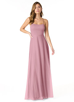 Azazie Rae Final Sale Vintage Mauve A-Line Bow Mesh Dress image1