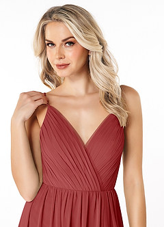 Azazie Gracie Bridesmaid Dresses Rust A-Line Pleated Chiffon Dress image6