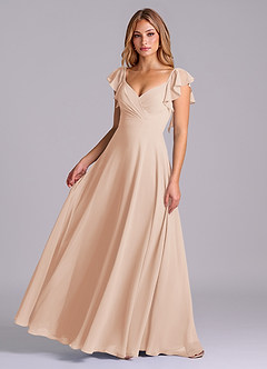 Azazie Leilani Bridesmaid Dresses English Rose A-Line Pleated Chiffon Dress image1