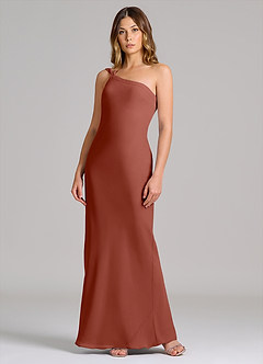 Azazie Monroe 신부 들러리 드레스 쉬스 한쪽 어깨 쉬폰 바닥 길이 드레스 image3