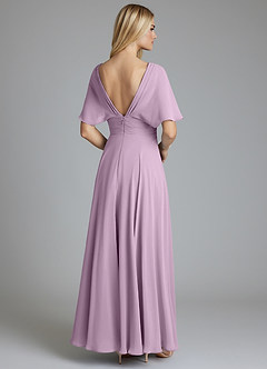 Azazie Pamela Bridesmaid Dresses Wisteria A-Line V-Neck Pleated Chiffon Dress image2