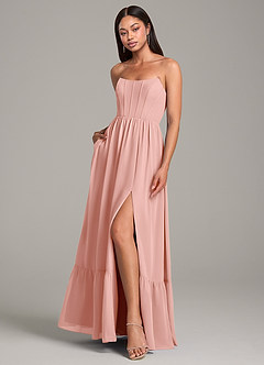 Azazie Kailee Bridesmaid Dresses Rosette A-Line with Pockets Chiffon Dress image4