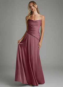 Azazie Gabriela Bridesmaid Dresses Desert Rose A-Line Corset Stretch Satin Dress image7