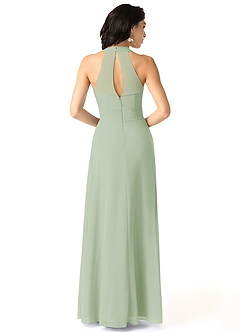Azazie Danica Bridesmaid Dresses Dusty Sage A-Line Pleated Chiffon Dress image2