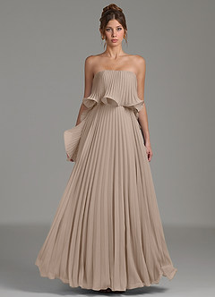 Azazie Alexia Robes de demoiselle d'honneur Robe Trapèze en Mousseline de soie Drapé Taupe image4