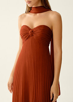 Clementine Paprika Chiffon 3D Flowers A-line Prom Dress image6