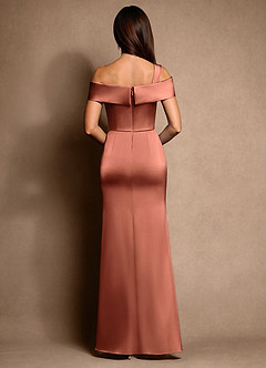 Azazie Altonia Mother of the Bride Dresses Clay Mermaid Off the Shoulder Stretch Satin Dress image3