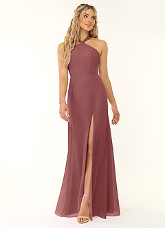Azazie Rue Brautjungfernkleider A-Linie Halter Chiffon Kleid Amethyst image1