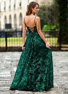 Willowener Vert Foncé Robe de bal en dentelle à paillettes image2