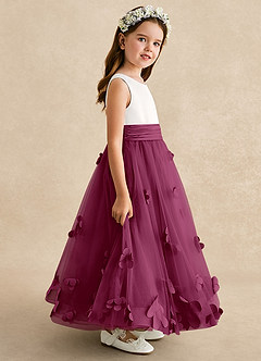 Azazie Vi Flower Girl Dresses Mulberry A-Line Sleeveless Tulle Dress image7
