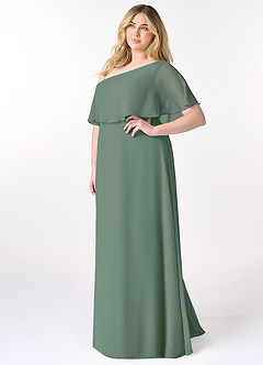 Azazie Lizzy Robes de demoiselle d'honneur Robe Trapèze en Mousseline de soie Ue épaule Eucalyptus image10