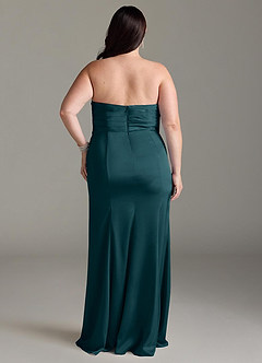 Azazie Yola Bridesmaid Dresses Pine Sheath V-Neck Pleated Stretch Satin Convertible Dress image10
