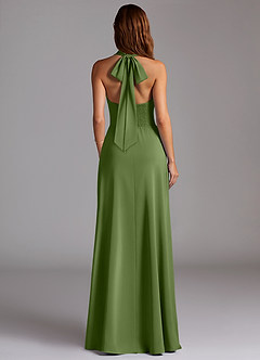Azazie Myra Bridesmaid Dresses Juniper A-Line Side Slit Stretch Satin Dress image6