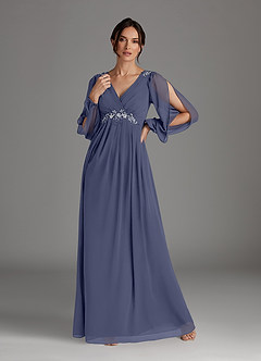 Azazie Gypsy Abiti per la Madre della Sposa Abito A-Line in Chiffon con Scollo a V e Paillettes Stormy image1
