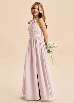 Azazie Noelle Junior Blushing Pink A-Line Pleated Chiffon Dress image3