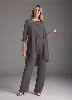 Azazie Maura Mother of the Bride Dresses Steel Grey Jumpsuit/Pantsuit Sequins Chiffon Dress image6