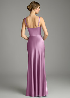 Azazie Alouette Robes de demoiselle d'honneur Robe Sirène en Satin extensible Plissé Glycine image2