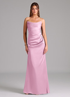 Azazie Lucille Bridesmaid Dresses Candy Pink Mermaid Strapless Stretch Satin Convertible Dress image1