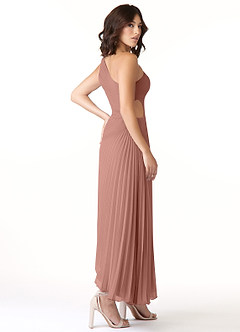 Azazie Kirra Bridesmaid Dresses Cedar Rose A-Line One Shoulder Chiffon Dress image4