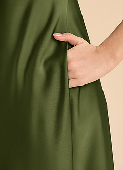 Azazie Sissy Junior Linia A Zza ramienia Satyna elastyczna Długość podłogi Młodsza druhna Sukienka image7