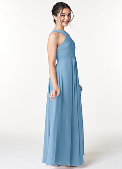 Azazie Kaleigh Junior Steel Blue A-Line Pleated Chiffon Dress image5