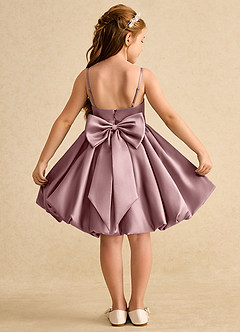 Azazie Davine Robe Demoiselle D'honneur Fillette Robe Trapèze en Mat Satiné Bretelle Spaghetti Rose Poussiéreuse image1