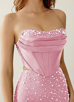 Esme Powder Pink Two-piece Corset Stretch Satin Mermaid Prom Dress image5