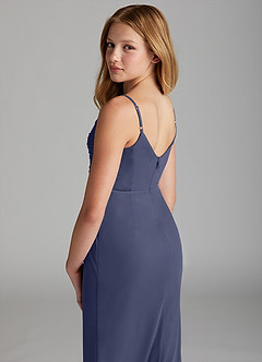 Azazie Deandra Junior Stormy Sheath Mesh Dress image5