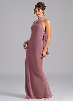 Azazie Velli Bridesmaid Dresses Amethyst Mermaid High Neck Chiffon Dress image1