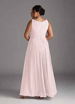 Azazie Ainsling Mother of the Bride Dresses Blushing Pink A-Line Square Neckline Lace Chiffon Dress image16