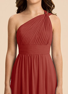 Azazie Skye Junior Terracotta A-Line Pleated Chiffon Dress image5