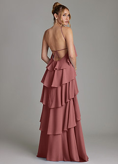 Azazie Deena Brautjungfernkleider A-Linie Gestreift Chiffon Kleid Amethyst image2