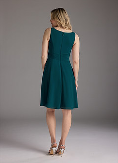 Azazie Shirley Mère de la mariée Robes Robe Trapèze en Mousseline de soie Plissé Scoop Vert Pin image6