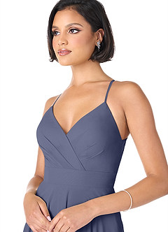 Azazie Avelina Bridesmaid Dresses Stormy A-Line V-Neck Pleated Chiffon Dress image4