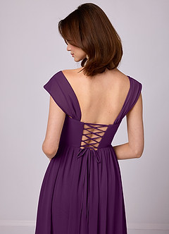 Barbie ♥ Azazie Bridesmaid Dresses Grape A-Line Corset Chiffon Dress image7
