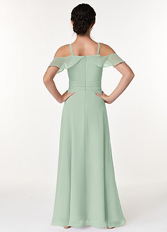 Azazie Dakota Junior Agave A-Line Off the Shoulder Chiffon Dress image2