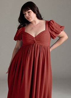 Azazie Madisynn Maternity Bridesmaid Dresses Bow Chiffon Floor-Length Dress image9
