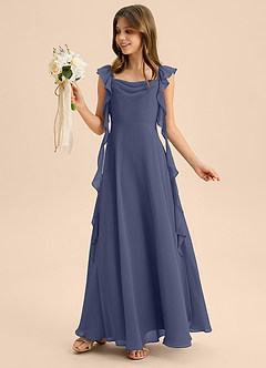 Azazie Carmin Junior Klä av A-Line i Chiffong Rynkad image3