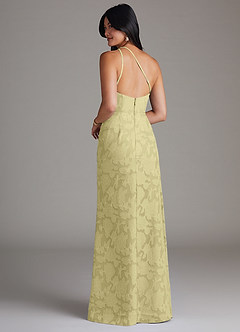Azazie Mika Brautjungfernkleider Etui One-Shoulder Blumen-Burnout Kleid Zitronensorbet image4