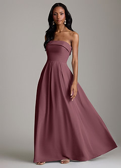 Azazie Lucienne Bridesmaid Dresses Sangria A-Line Strapless Chiffon Convertible Dress image5