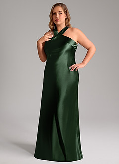 Azazie Doretta Bridesmaid Dresses Eucalyptus Mermaid Bow Metallic Satin Dress image8