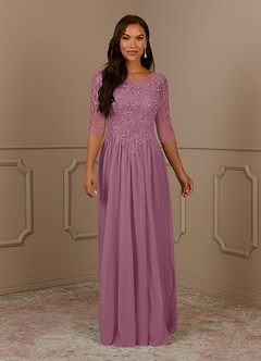 Azazie Harriet Mother of the Bride Dresses Vintage Mauve A-Line Scoop lace Mesh Dress image1