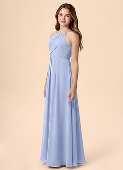 Azazie Ginny Junior Linia A Pofałdowany Szyfon Długość podłogi Młodsza druhna Sukienka image3