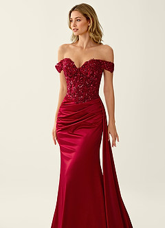 Nerine Rot Meerjungfrauen-Abendkleid mit Spitzenkorsett und Schnürung am Rücken image6