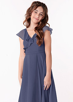 Azazie Posie Junior Stormy A-Line Ruched Chiffon Dress image6