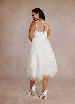 Azazie Azul Wedding Dresses Diamond White A-Line Sweetheart Lace Tulle Dress image12