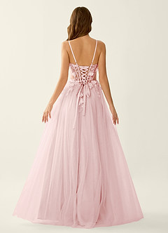 Eulalie Pink 3D Flowers Corset Lace Up Back Prom Dress image2